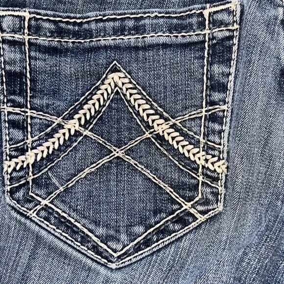 ARIAT REAL DENIM LOW RISE WESTERN BOOT CUT JEANS - W26" L35" EXTRA LONG TALL - Picture 14 of 16